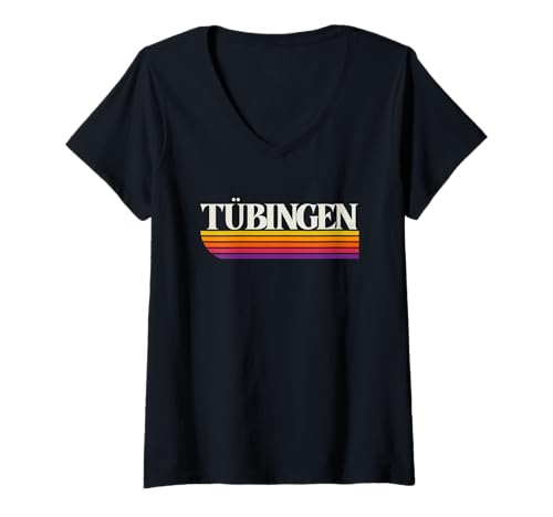 Damen Tubingen Deutschland Retro Grafik - Tübingen Deutschland T-Shirt mit V-Ausschnitt von Deutschland Throwbacks