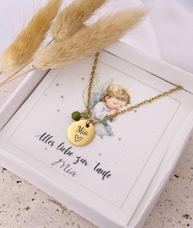 Edelstein Personalisierte Halskette, Kinder Halskette Mit Naturstein, Namenskette, Taufkette, Kommunion, Schulanfang, Heilstein Edelstein Personalisierte Halskette, Kinder Halskette Mit Naturstein, Namenskette, Taufkette, Kommunion, Schulanfang, Heilstein von DevSchmuck