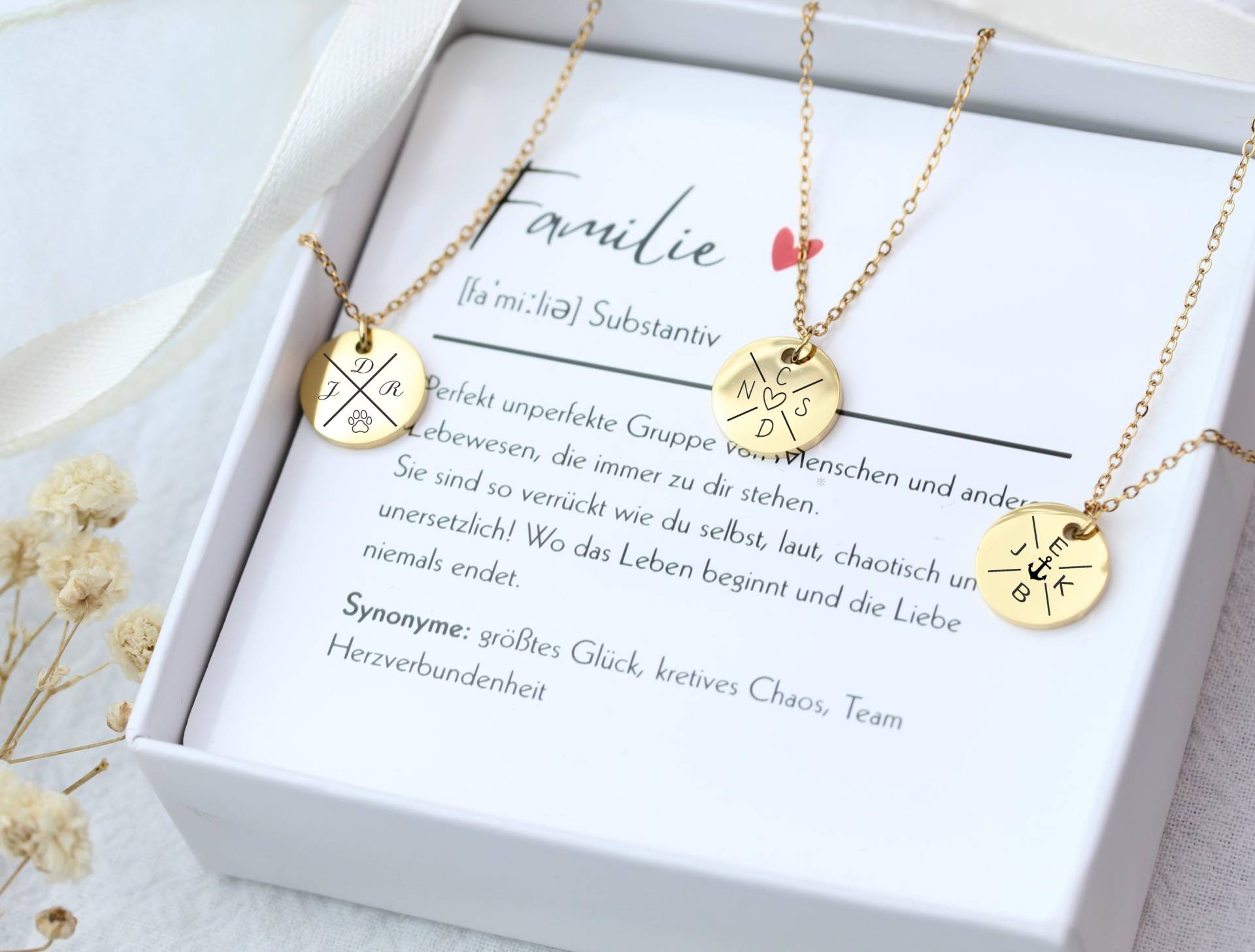 Personalisierte Familienkette-Edelstahl-Geschenk Für Mama Freundin Partnerin-Namenskette Familie-Gravur Kette Edelstahl Silber Gold Roségold von DevSchmuck