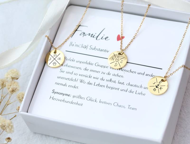 Personalisierte Familienkette-Edelstahl-Geschenk Für Mama Freundin Partnerin-Namenskette Familie-Gravur Kette Edelstahl Silber Gold Roségold von DevSchmuck