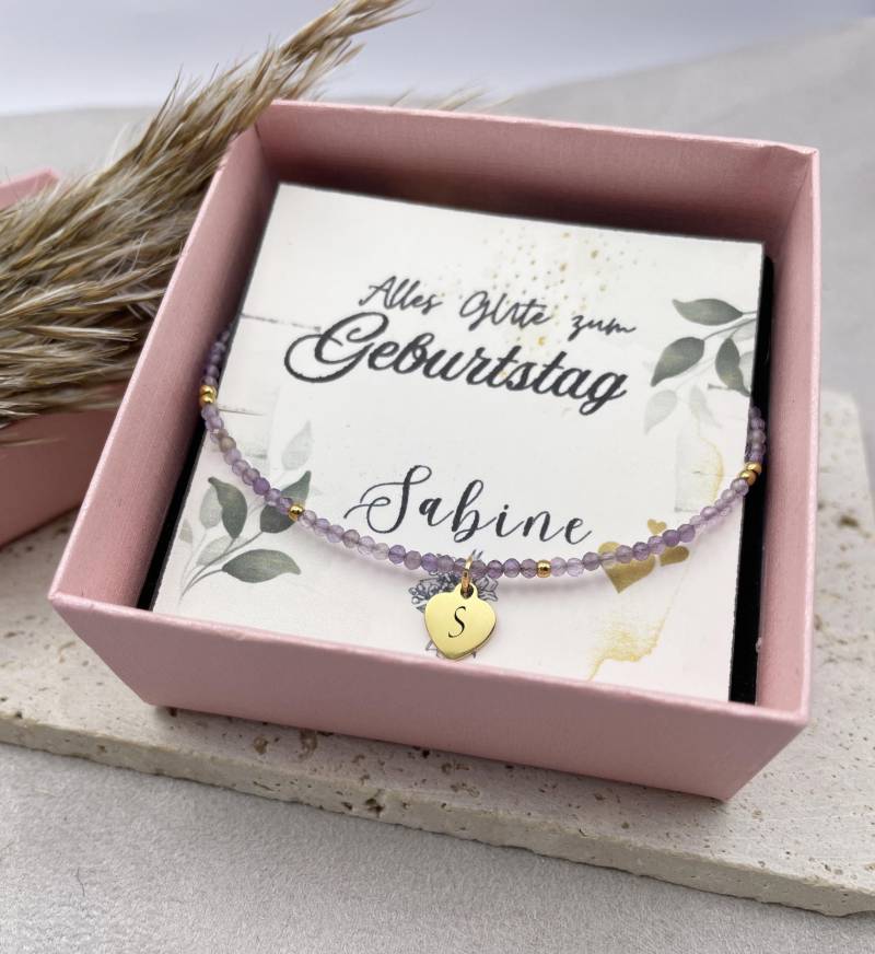 Personalized Amethyst Gemstone Bracelet, Stainless Steel Beaded Jewelry, Name Gift For Her Personalized Amethyst Gemstone Bracelet, Stainless Steel Beaded Jewelry, Name Gift For Her von DevSchmuck