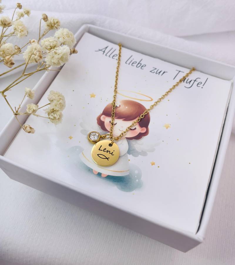 Taufkette Mit Geburtsstein-Kette Gravur-Edelstahlkette-Silber Gold-Geschenk-Taufe-Kommunion-Konfirmation-Tauf Geschenk Für Das Patenkind Taufkette Mit Geburtsstein-Kette Gravur-Edelstahlkette-Silber Gold-Geschenk-Taufe-Kommunion-Konfirmation-Tauf Geschenk Für Das Patenkind von DevSchmuck