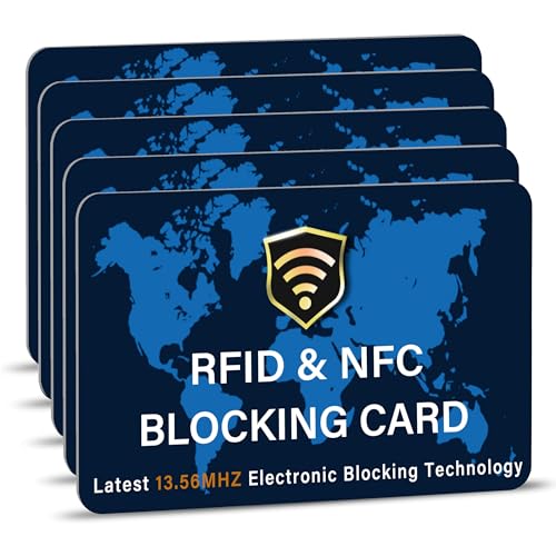 DevTech IT RFID-/NFC-blockierende Kartenschutz, Kredit-/Debitkartenschutz, kontaktloser Schutz für Ausweis, Reisepass, gesamte Brieftasche usw., Blau, 5 Stück DevTech IT RFID-/NFC-blockierende Kartenschutz, Kredit-/Debitkartenschutz, kontaktloser Schutz für Ausweis, Reisepass, gesamte Brieftasche usw., Blau, 5 Stück von DevTech