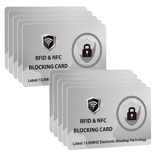 DevTech IT RFID-blockierende Karten, schützt die gesamte Brieftasche/Geldbörse, NFC-/kontaktloser Bankkartenschutz, Grau, 10 Stück von DevTech