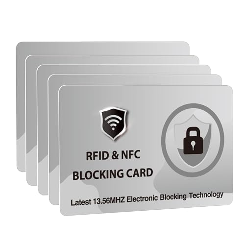 DevTech IT RFID-blockierende Karten, schützt die gesamte Brieftasche/Geldbörse, NFC-/kontaktloser Bankkartenschutz, Grau, 5 Stück von DevTech