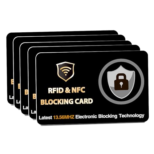 DevTech IT RFID-blockierende Karten, schützt die gesamte Brieftasche/Geldbörse, NFC-/kontaktloser Bankkartenschutz, Schwarz, 5 Stück von DevTech