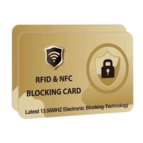 DevTech IT RFID-blockierende Karten, schützt die gesamte Brieftasche/Geldbörse, NFC-/kontaktloser Bankkartenschutz, goldfarben, 2 Stück von DevTech