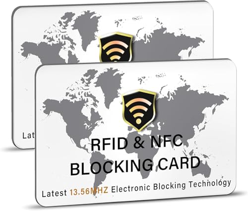 DevTech RFID-blockierende Kartenschutz, NFC, kontaktlose Debit-/Kreditkarte, ATM, Reisepassschutz, ideal für Männer und Frauen, schlank mit Weltkarten-Design, passt perfekt in die Brieftasche, Weiß, 2 von DevTech