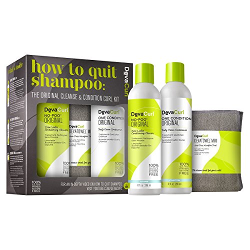 DevaCurl How to Quit Shampoo: Cleanse & Condition Curl Kit Haarpflegeset für lockiges Haar, für Damen, 236 ml Shampoo, 236 ml Spülung und Handtuch von Deva Curl
