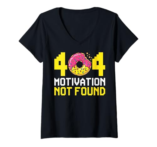 Damen Tech - 404 Motivation Nicht gefunden T-Shirt mit V-Ausschnitt von Developer Geek Code Apparel