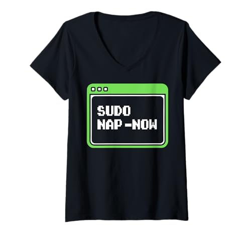 Damen Technik - Sudo Nap Now T-Shirt mit V-Ausschnitt von Developer Geek Code Apparel
