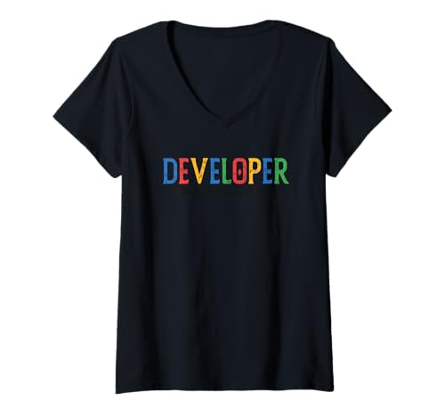 Damen Entwicklercode Eat Debug Repeat Programmer T-Shirt mit V-Ausschnitt von Developer Humor Code Debugging Eat Repeat