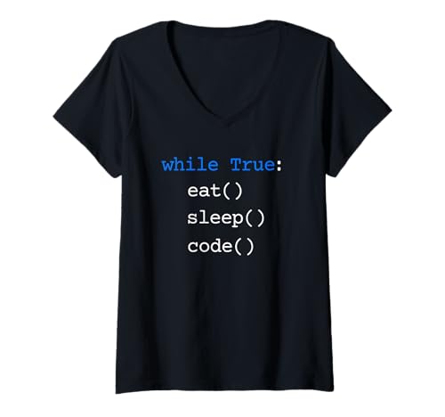 Damen Coding Eat Sleep Code Repeat Lustig T-Shirt mit V-Ausschnitt Damen Coding Eat Sleep Code Repeat Lustig T-Shirt mit V-Ausschnitt von Developer & Programmer Apparel