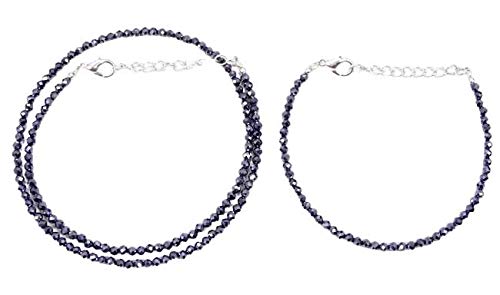 Terahertz Perlen-Halskette, kostenloses Terahertz-Armband, funkelnder Terahertz, handgefertigte Edelsteinperlen, 3 mm facettierter geschliffener Rondelle, runde Perlen-Halskette, Geschenk für sie, 3 von Devgemsandjewels