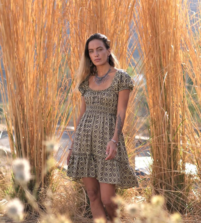 Baumwoll Boho Sommerkleid ~ Sonnenkleid Coquette Babydoll Kleid Milchmädchen Prärie Minikleid Hochzeitsgast Erdige Kleidung B2 von DeviClothing