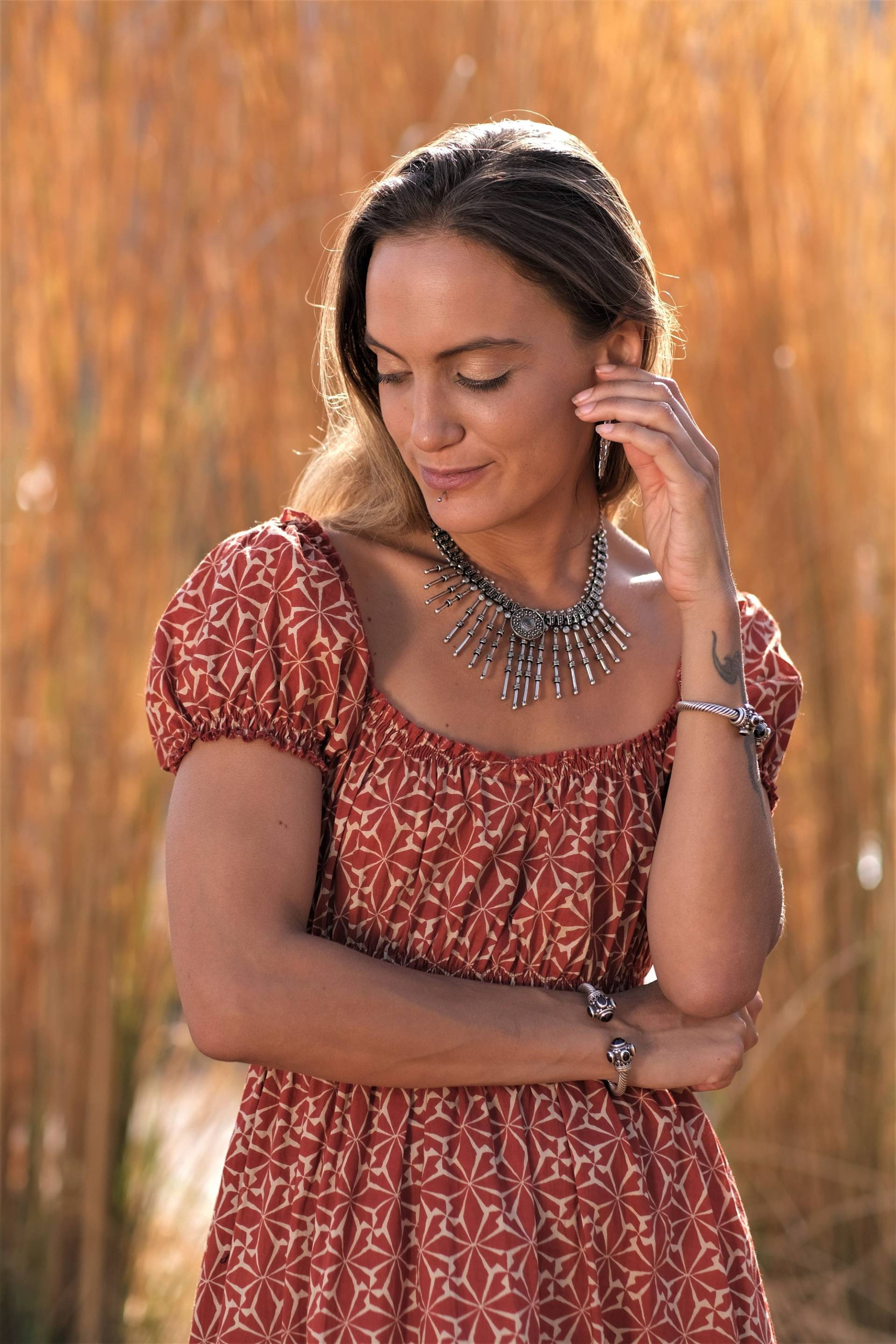 Bio Baumwolle Boho Sommerkleid~ Cottagecore Kleid~ Kokette Babydoll Milchmädchen Hochzeitsgast Umstandskleid B2 von DeviClothing