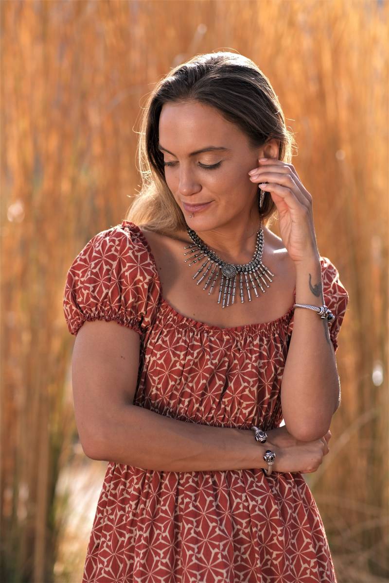 Bio Baumwolle Boho Sommerkleid~ Cottagecore Kleid~ Kokette Babydoll Milchmädchen Hochzeitsgast Umstandskleid B2 von DeviClothing