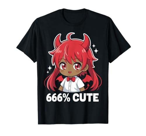 Halloween Anime Devil Black Girl 666 Süße Kinder Damen Mädchen T-Shirt von Devil Halloween Anime Tees NYC