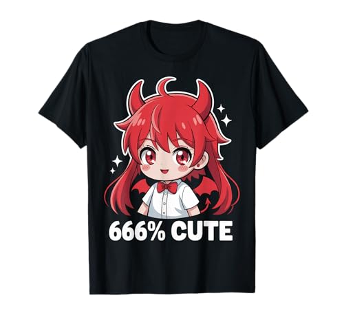 Halloween Anime Devil Girl 666 Süße Kinder Damen Mädchen T-Shirt von Devil Halloween Anime Tees NYC