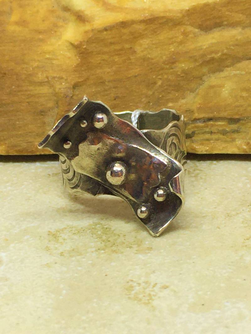 Abstrakter Schriftrolle Ring Aus Sterling Silber/Größe 6.25/Ooak/Artisan Gemacht von DevineDesignsJewelry