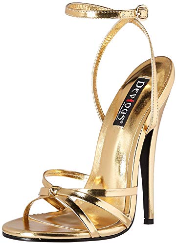 Devious Damen DOMINA-108 Sandale, Polyurethan (Gold/Metallic) von Devious