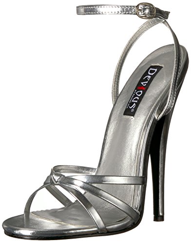 Devious Damen DOMINA-108 Sandale, Silver Met PU von Devious