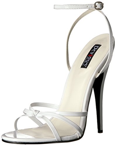 Devious Damen DOMINA-108 Sandale, weiße Lacklederoptik von Devious