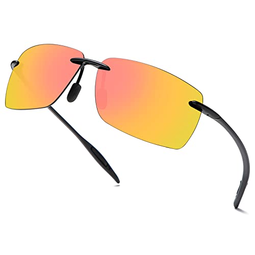 Devirld Herren Sonnenbrille, Polarisiert, Rahmenlos, z87, Sicherheits Sonnenbrille für Damen, UV400, Blendfrei, Spiegel, Mztrix Bex Sonnenbrille von Devirld