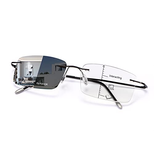 Devirld Lesebrille 3.0 Herren Damen Progressive Multifokale Photochrome Sonnenleser Anti Augenbelastung/Blendung/blaulichtfilter Computer Brille von Devirld