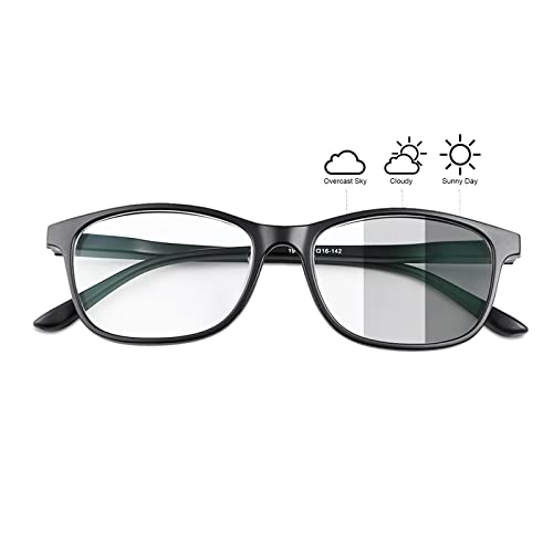 Devirld Photochrome Kurzsichtige Fernbrille Federscharnier Anit UV Für Männer Frauen Negative Power Retro Myopie Brille(Schwarz, -3,50, Multiplikator_x) von Devirld
