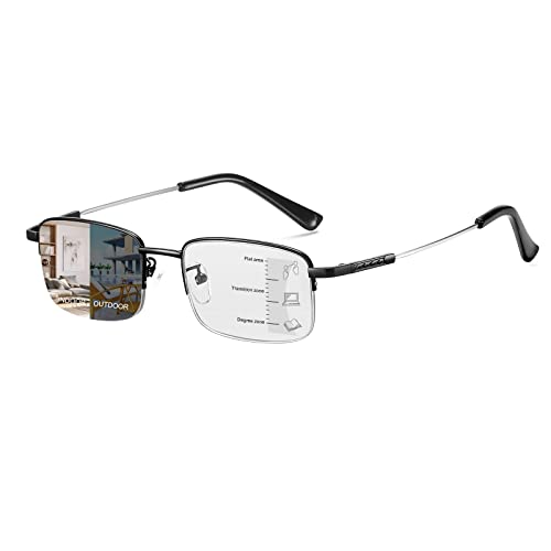 Devirld Photochromic Progressive Multifocus Lesebrille 1.0 UV400 Schutz Sonnenleser Computer Blaulichtblockierung Blendfrei Übergangsbrille für Männer und Frauen von Devirld