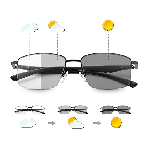 Devirld Progressive Photochrome Multifokus Lesebrille Federscharnier Erweitern 180 ° UV400 Sonnenleser Computer Anti Blaulicht Blendung Augenüberanstrengung Lesebrille Herren für Damen von Devirld