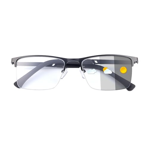 Devirld Photochrome Progressive Multifocus Lesebrille UV Schutz Sonnenleser Gaming Computer Blaulichtfilter Brille Damen und Herren Blendfrei Übergangsbrille von Devirld