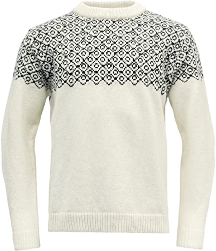 Devold Bjørnøya Wool Pullover, Off White-Ink, XL von Devold