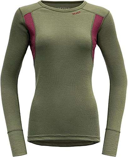 Devold Damen Hiking Woman Shirt Langarmhemd, Oliv/Rot, L von Devold