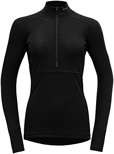 Devold Damen Lauparen Merino 190 Zip Neck Tshirt, schwarz, L von Devold