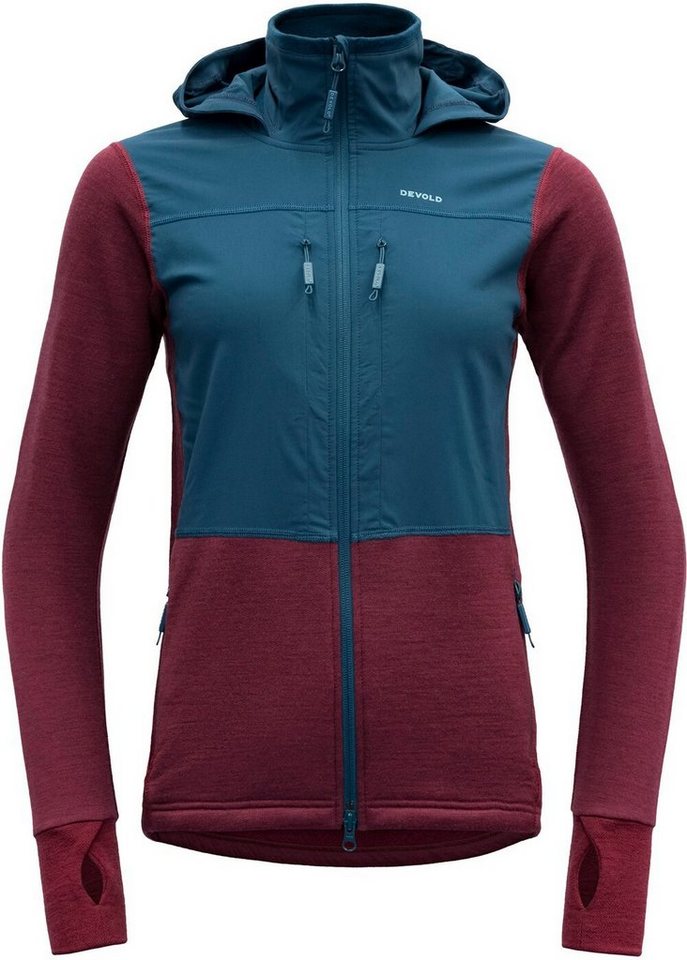 Devold Fleecejacke HERØY HYBRID MERINO JKT WMN - Damen Hybridjacke - blau/rot von Devold