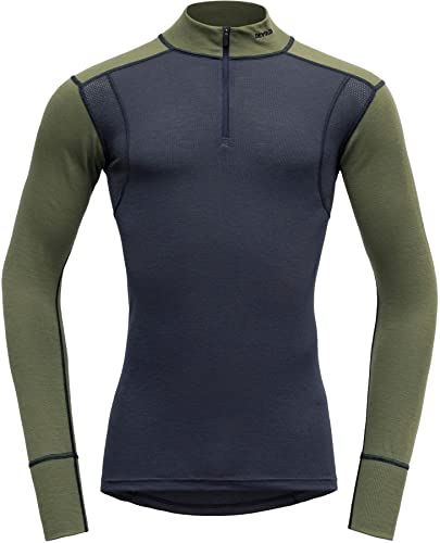 Devold Hiking Man Half Zip Neck Colorblock-Blau, Herren Merino Unterwäsche, Größe XL - Farbe Lichen - Night von Devold