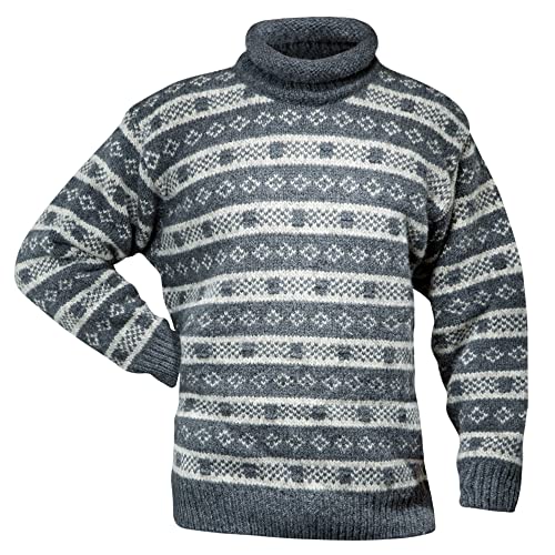 Devold Originals Alnes Sweater Roll Neck Gestreift-Grau, Freizeitpullover, Größe M - Farbe Anthracite Grey von Devold