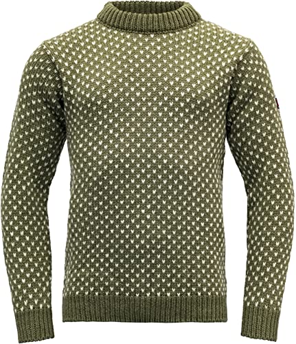 Devold Originals Nordsjo Sweater Crew Neck Grün, Freizeitpullover, Größe L - Farbe Olive von Devold