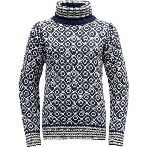 Devold Svalbard High Neck Pullover, Night-Offwhite, L von Devold