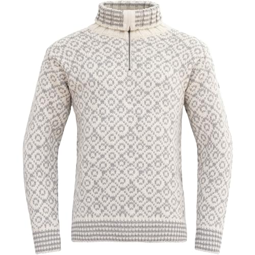 Devold Unisex Svalbard Wool Zip Neck Pullover, Offwhite-Grey, XS von Devold