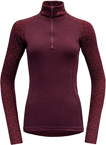 Devold W Duo Active Merino 210 Zip Neck Rot, Damen Merino Unterwäsche, Größe XS - Farbe Port von Devold