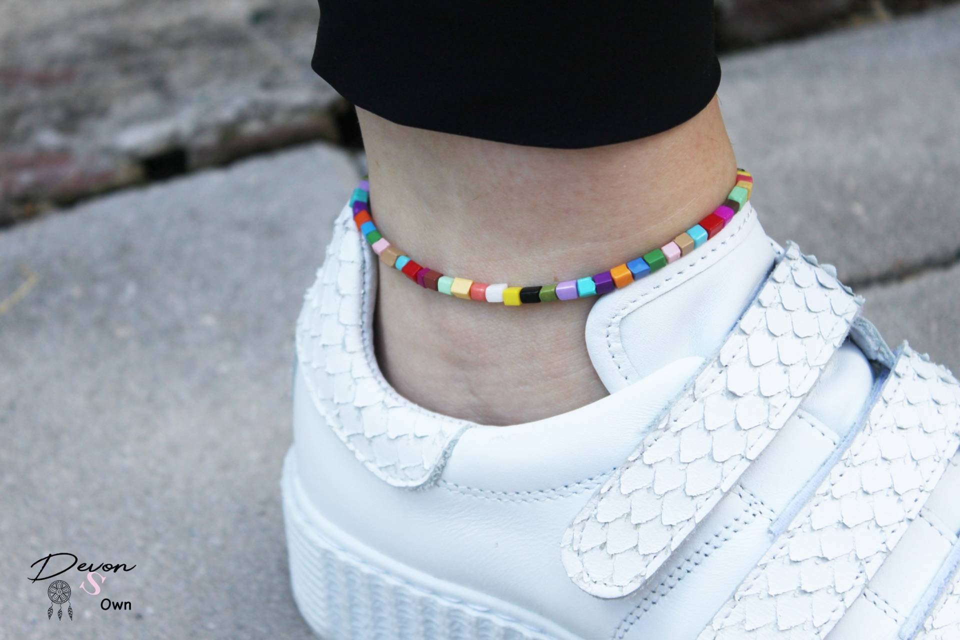 Würfel-Fußkettchen, Fußkettchen Mit Würfelperlen, Würfel-Perlen, Würfel-Perlen von Devonsown