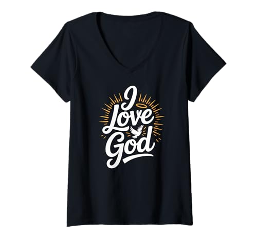 Damen I Love God Spirituelles inspirierendes Design T-Shirt mit V-Ausschnitt Damen I Love God Spirituelles inspirierendes Design T-Shirt mit V-Ausschnitt von Devoted Spiritual Inspirational Faith