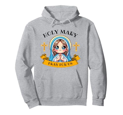 Heilige Mutter Maria Pray for Us Katholische Religiöse für Kinder Pullover Hoodie von Devotional Maria Catholic Art and Faithful Designs