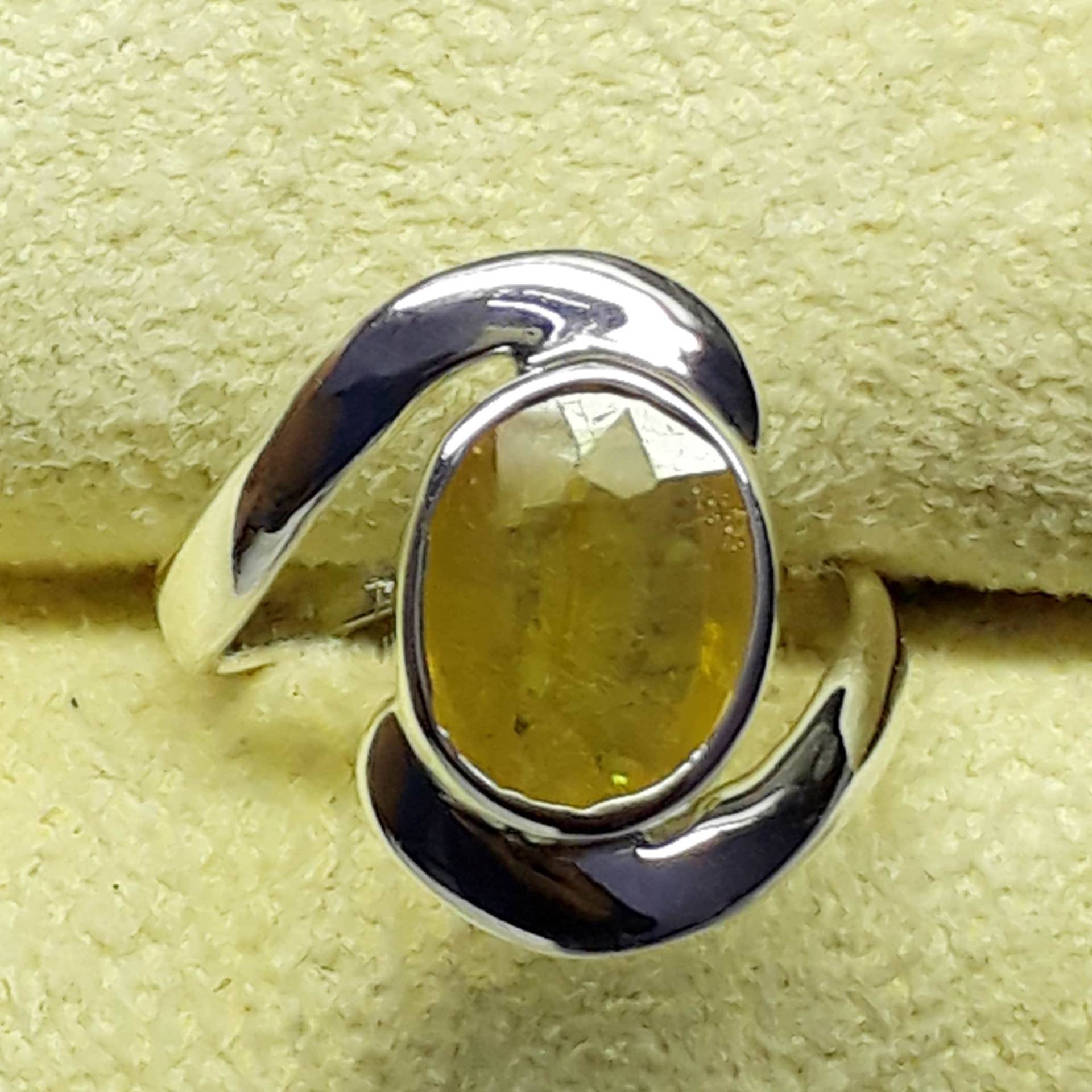Gelber Saphir Ring Sterling Silber Lünette Mit Verstellbarer Fassung von Devsilverstore