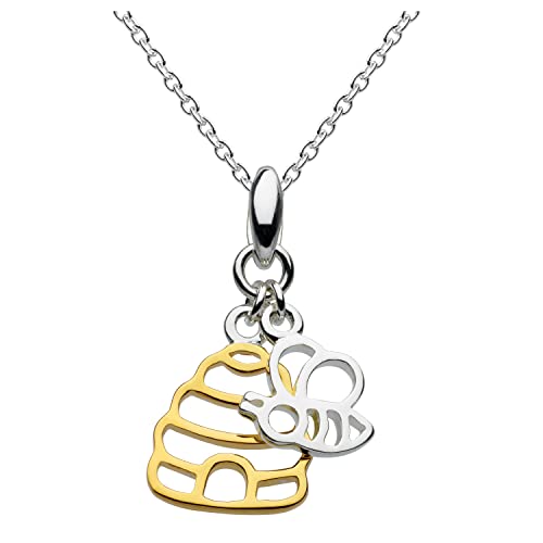 Dew 9466GD Halskette Sterling-Silber, Anhängermotive Biene und Bienenstock aus Sterling-Silber/vergoldet, 45,7 cm lang von Dew