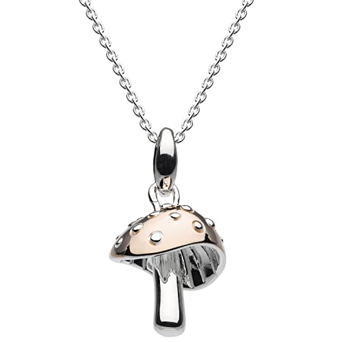 Dew Charming Mushroom Silver & Rose Gold Plate Pendant 45.7 cm Necklace - Sterling Silver and Rose Gold Plate, 3D Detail, Cute and Fun Nature Themed Jewelry, Gift Idea, Sterling Silber, Kein Stein von Dew