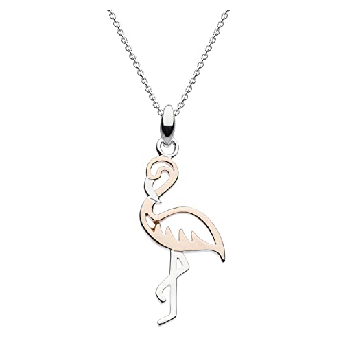 Dew Rose Gold Plated Flamingo Pendant 45.7 cm Necklace - Sterling Silver & Rose Gold Plate, Cute and Fun Animal Outline Pendant, Roségold Sterling Silber, Kein Edelstein von Dew